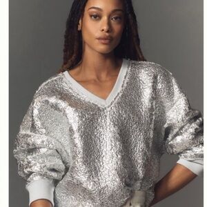 Anthropologie Pilcro Foil Sherpa Tunic sweatshirt. Size S.